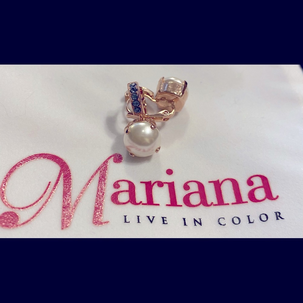 Mariana rose gold pearl w/blue Swarovski crystals